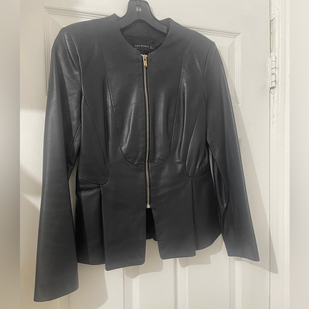 Zara Elegant Black Leather Jacket